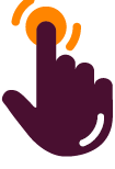 A stylized hand with an extended index finger is pressing an orange button with motion lines indicating a tap or click.

Description generated by AI