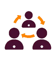 Three stylized people icons connected by orange arrows forming a circular flow, symbolizing communication or collaboration.

Description generated by AI