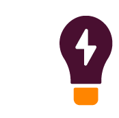 A stylized light bulb icon with a white lightning bolt symbol inside and an orange base.

Description generated by AI