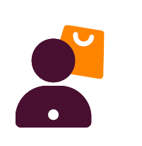 A simple icon showing a person with an orange shopping bag behind their head.

Description generated by AI